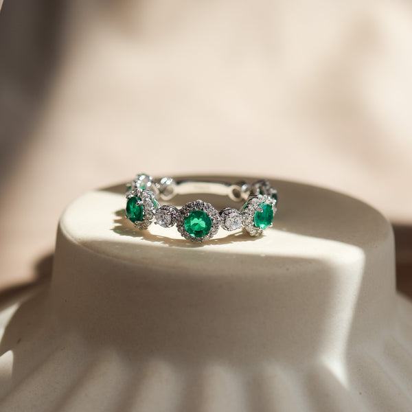 Elara Emerald Ring Sterling Silver - Rainbow Rocks Jewellery