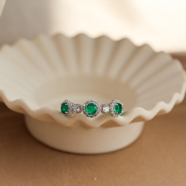 Elara Emerald Ring Sterling Silver - Rainbow Rocks Jewellery