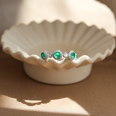 Elara Emerald Ring Sterling Silver - Rainbow Rocks Jewellery