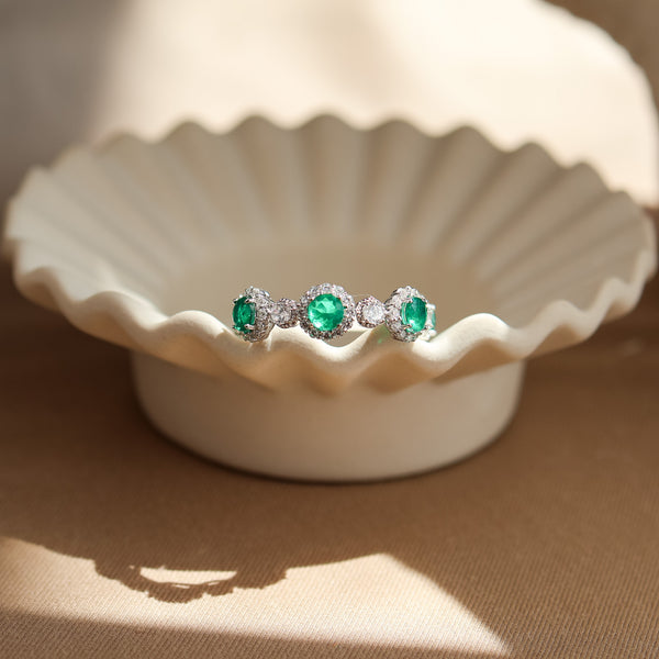 Elara Emerald Ring Sterling Silver - Rainbow Rocks Jewellery