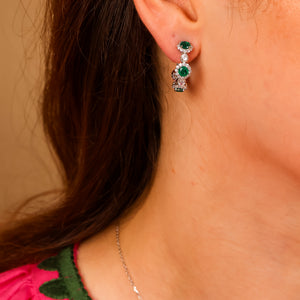 Elara Emerald Hoop Earrings Sterling Silver - Rainbow Rocks Jewellery