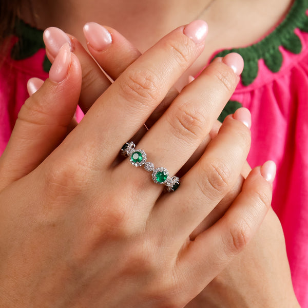 Elara Emerald Ring Sterling Silver - Rainbow Rocks Jewellery