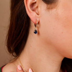 Layla Blue Sapphire Hoop Earrings 14K Gold Vermeil - Rainbow Rocks Jewellery