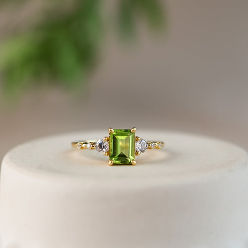 Mira Natural Peridot Ring 14K Gold Vermeil - Rainbow Rocks Jewellery
