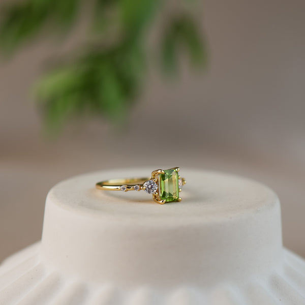Mira Natural Peridot Ring 14K Gold Vermeil - Rainbow Rocks Jewellery