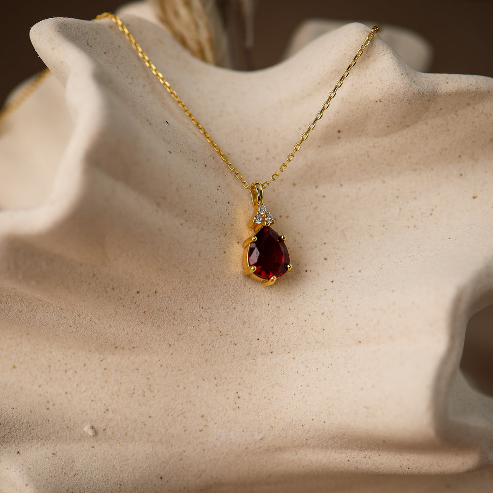 Layla Genuine Lab Ruby Necklace 14K Gold Vermeil - Rainbow Rocks Jewellery