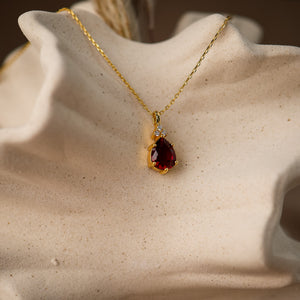 Layla Genuine Lab Ruby Necklace 14K Gold Vermeil - Rainbow Rocks Jewellery