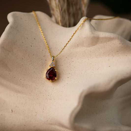 Layla Genuine Lab Ruby Necklace 14K Gold Vermeil