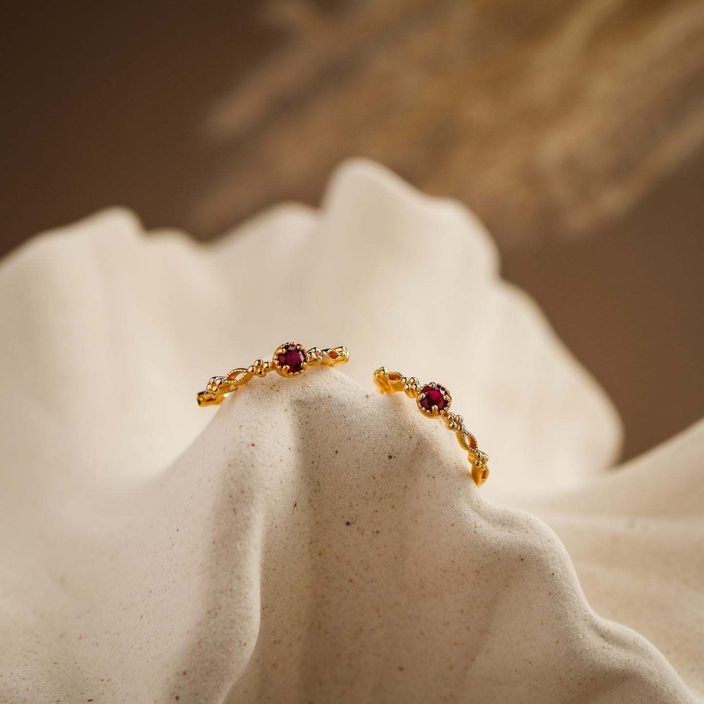 Holly Genuine Ruby Hoop Earring 14k Gold Vermeil