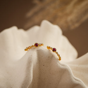 Holly Genuine Ruby Hoop Earring 14k Gold Vermeil - Rainbow Rocks Jewellery