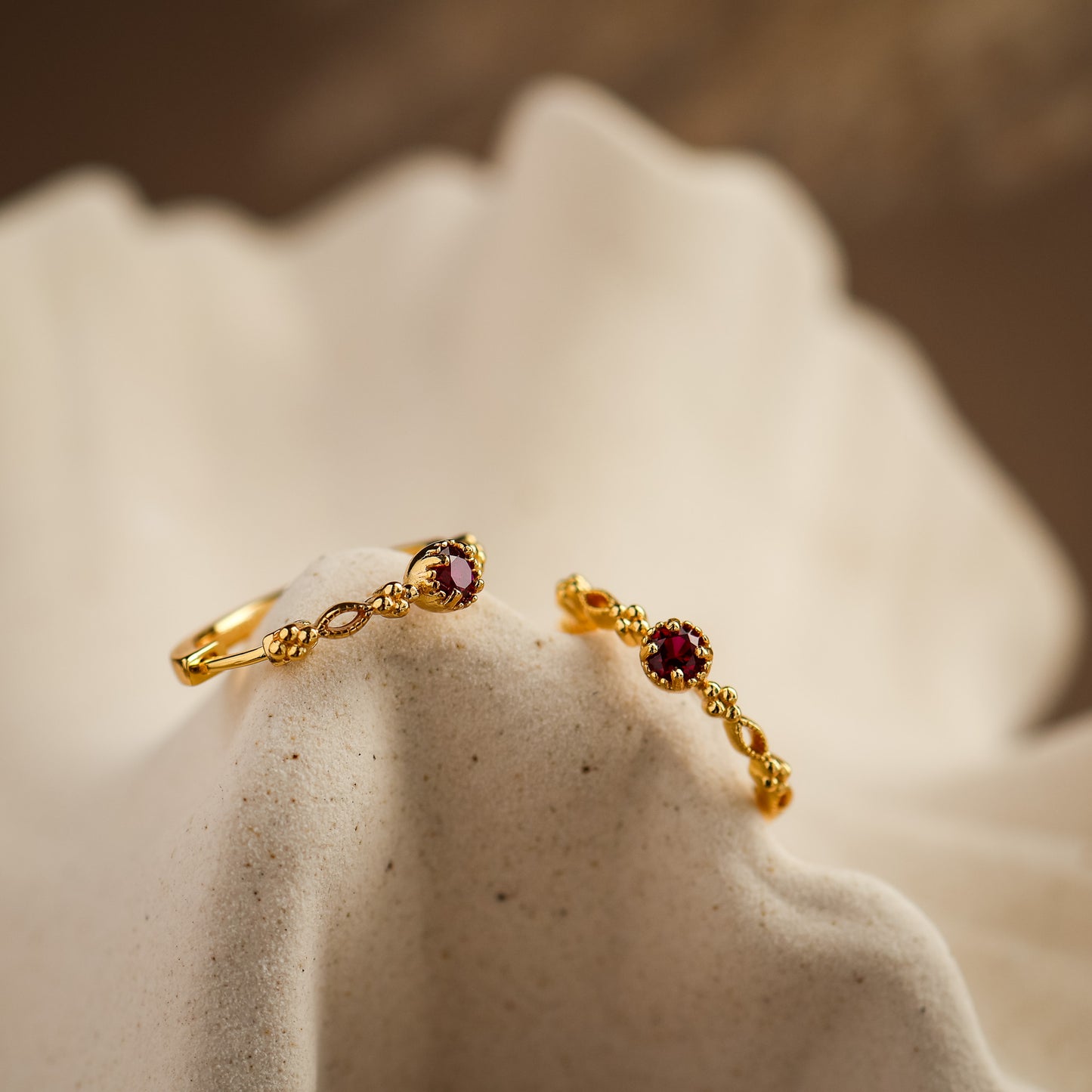 Holly Genuine Ruby Hoop Earring 14k Gold Vermeil