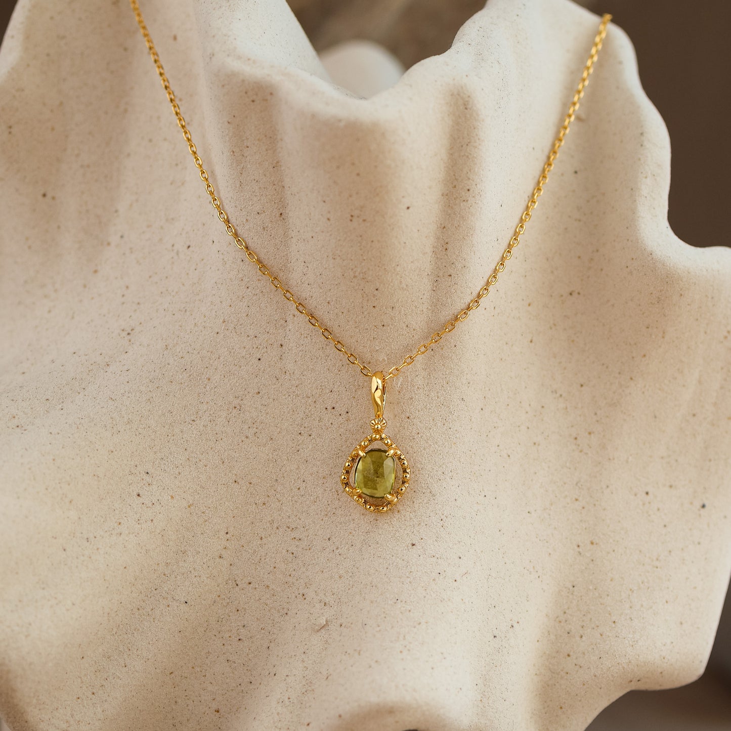 Phoebe Natural Peridot Necklace 14K Gold Vermeil