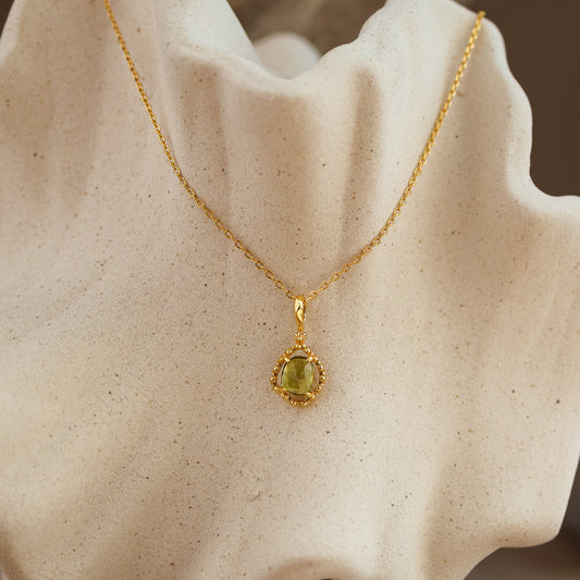 Phoebe Natural Peridot Necklace 14K Gold Vermeil
