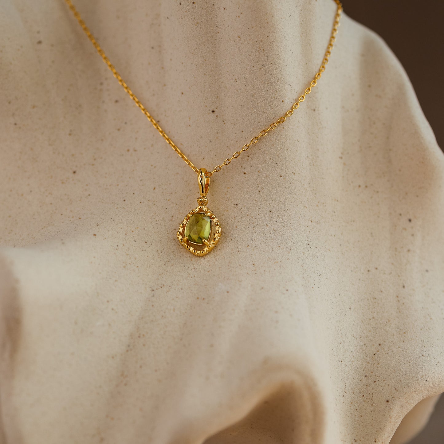 Phoebe Natural Peridot Necklace 14K Gold Vermeil