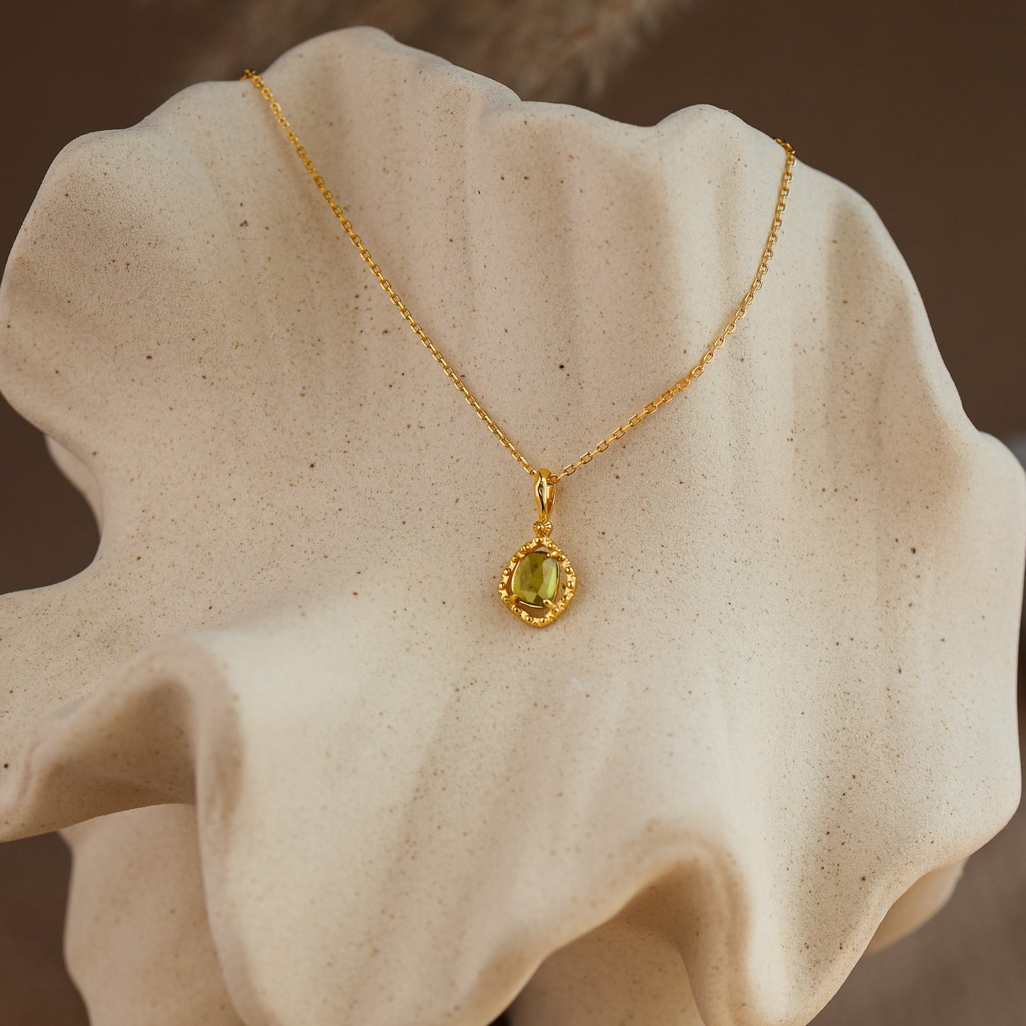 Phoebe Natural Peridot Necklace 14K Gold Vermeil