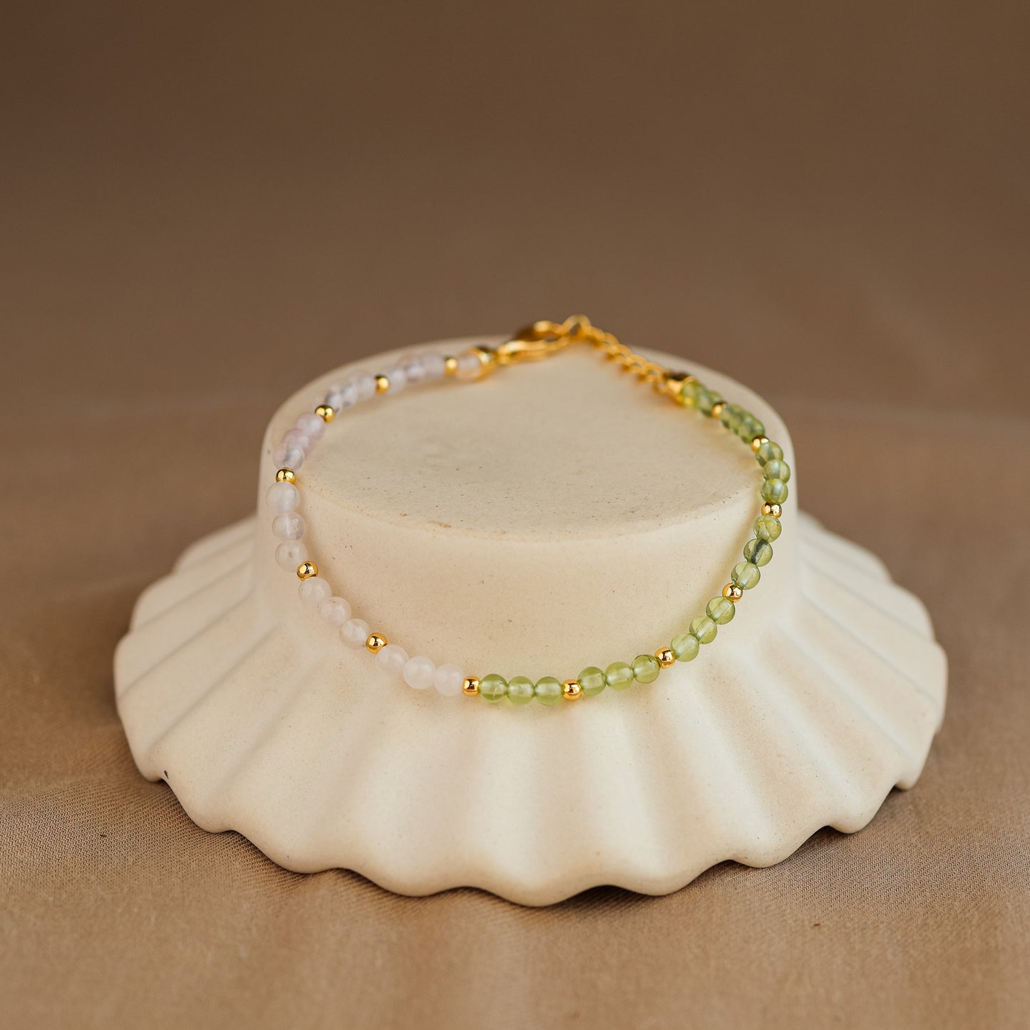 Natural Rose Quartz and Peridot Bracelet