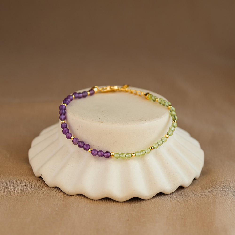 Natural Amethyst and Peridot Bracelet - Rainbow Rocks Jewellery