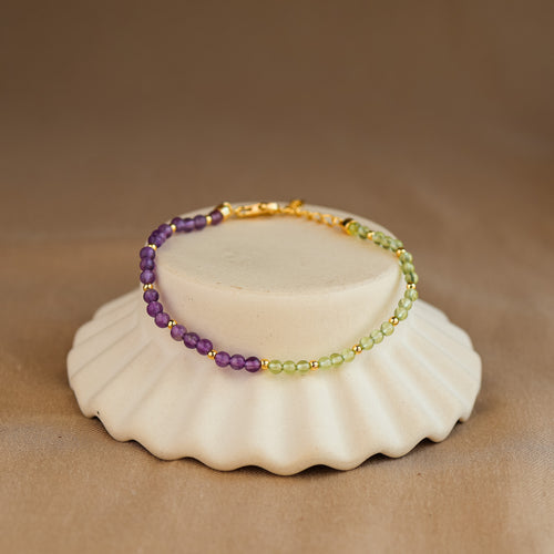 Natural Amethyst and Peridot Bracelet - Rainbow Rocks Jewellery