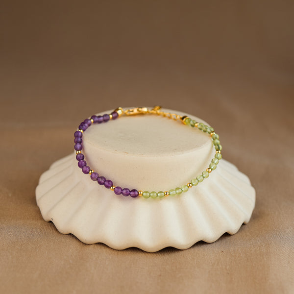 Natural Amethyst and Peridot Bracelet - Rainbow Rocks Jewellery