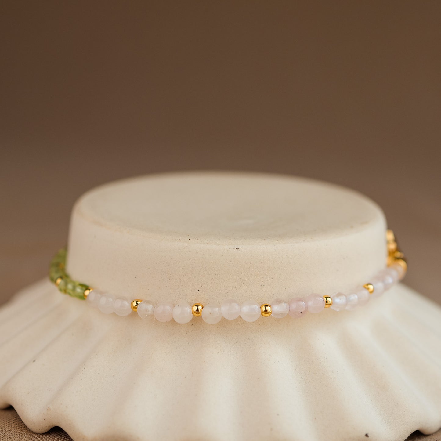 Natural Rose Quartz and Peridot Bracelet