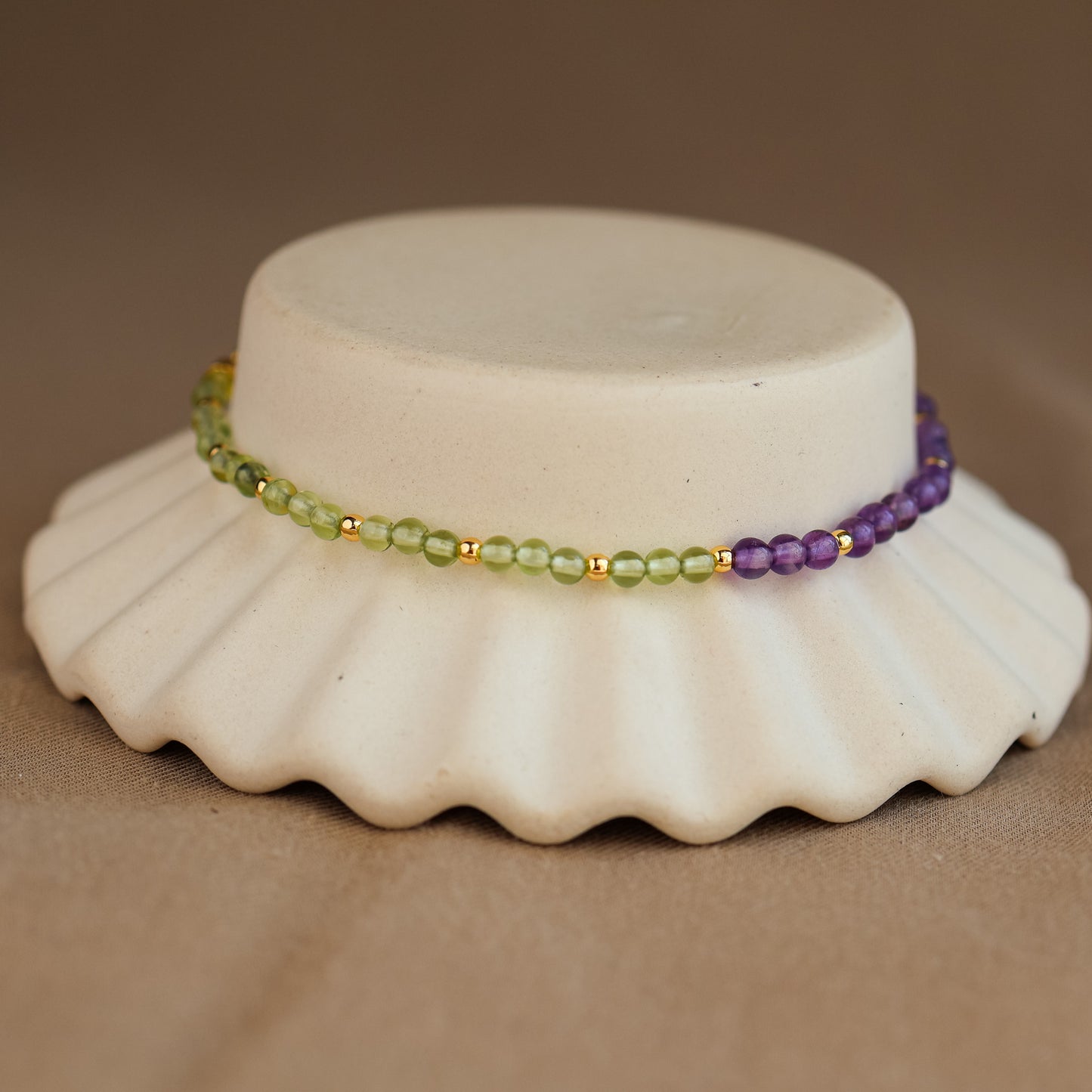 Natural Rose Quartz and Peridot Bracelet