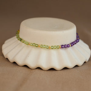 Natural Amethyst and Peridot Bracelet - Rainbow Rocks Jewellery