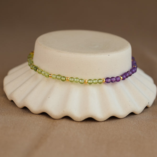 Natural Amethyst and Peridot Bracelet - Rainbow Rocks Jewellery