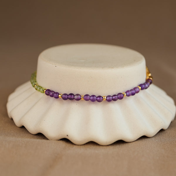 Natural Amethyst and Peridot Bracelet - Rainbow Rocks Jewellery
