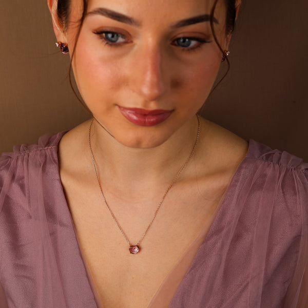 Aria Natural Pink Amethyst Necklace 14K Gold Vermeil - Rainbow Rocks Jewellery