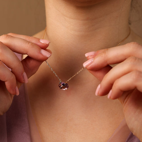 Aria Natural Pink Amethyst Necklace 14K Gold Vermeil - Rainbow Rocks Jewellery