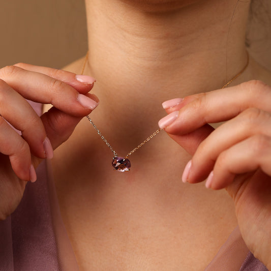 Aria Natural Pink Amethyst Necklace 14K Gold Vermeil
