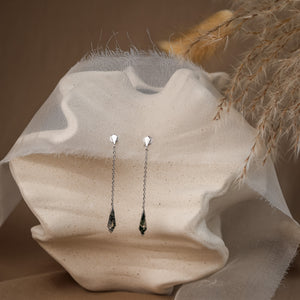 Hazel Moss Agate Long Earrings - Rainbow Rocks Jewellery