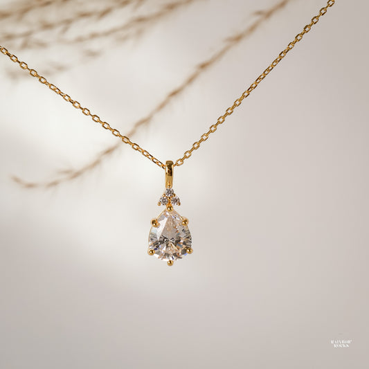close up of the Layla Diamond Cz Necklace 14K Gold Vermeil