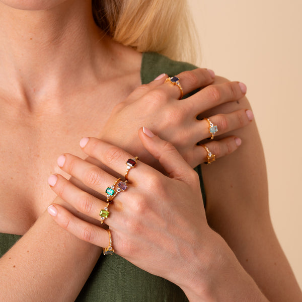 Mira Genuine Lab Emerald Ring - Rainbow Rocks Jewellery