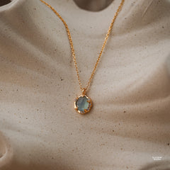 Marina Natural Aquamarine Necklace 14K Gold Vermeil