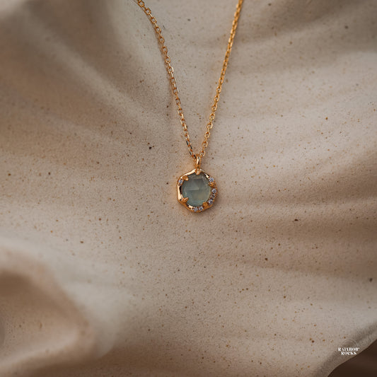 Marina Natural Aquamarine Necklace 14K Gold Vermeil