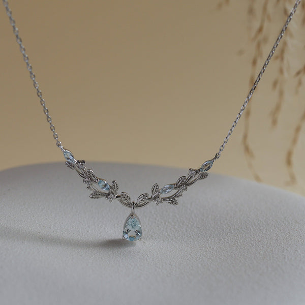 Vine Natural Aquamarine Necklace - Rainbow Rocks Jewellery