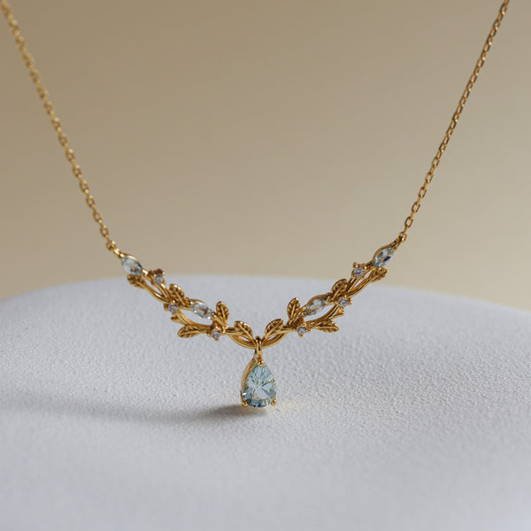 Vine Natural Aquamarine Necklace - Rainbow Rocks Jewellery