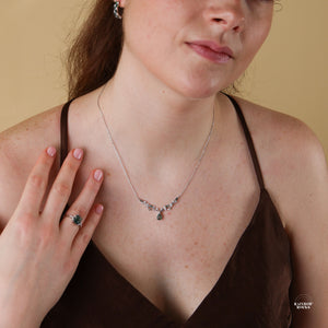 Vine Natural Moss Agate Leaf Necklace Sterling Silver - Rainbow Rocks Jewellery