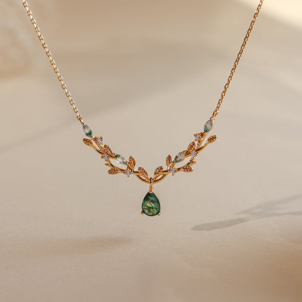 Vine Natural Moss Agate Necklace - Rainbow Rocks Jewellery