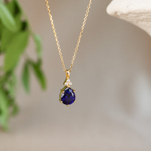 Layla Lab Blue Sapphire Necklace - Rainbow Rocks Jewellery