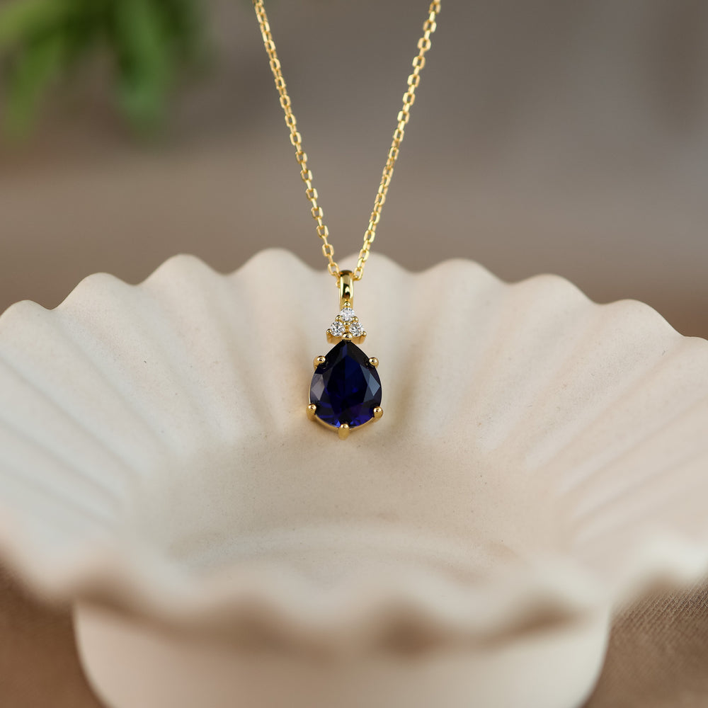 Layla Lab Blue Sapphire Necklace - Rainbow Rocks Jewellery
