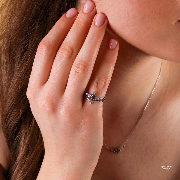 Aurelia Alexandrite Ring Set Sterling Silver - Rainbow Rocks Jewellery