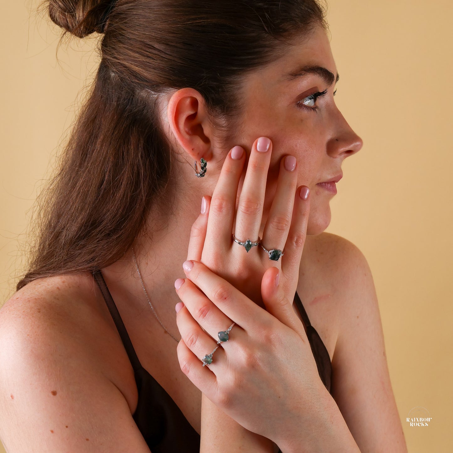 Willow Natural Moss Agate Sterling Silver Ring