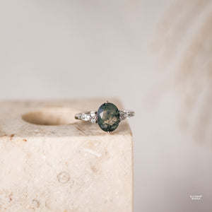 Willow Natural Moss Agate Sterling Silver Ring - Rainbow Rocks Jewellery