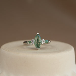 Izzy Natural Moss Agate Sterling Silver Ring - Rainbow Rocks Jewellery
