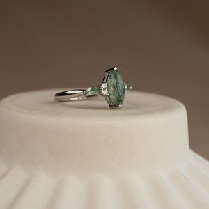 Izzy Natural Moss Agate Sterling Silver Ring - Rainbow Rocks Jewellery