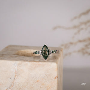 Izzy Natural Moss Agate Sterling Silver Ring - Rainbow Rocks Jewellery