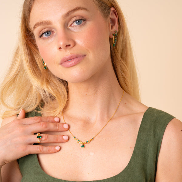 Vine Genuine Lab Emerald Ring - Rainbow Rocks Jewellery