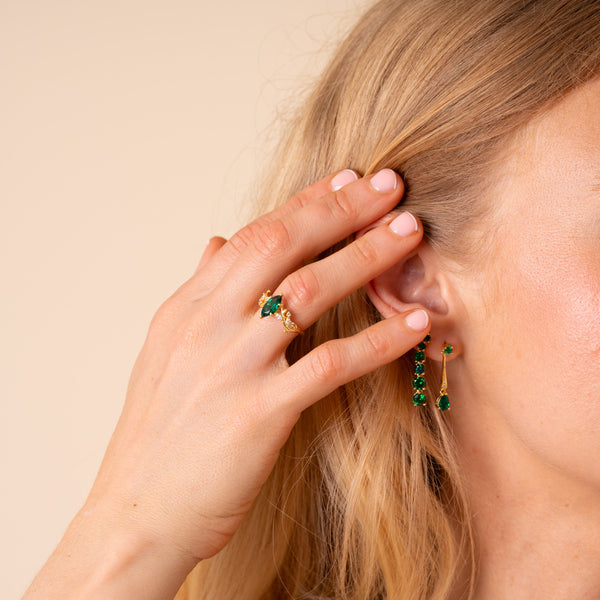 Vine Genuine Lab Emerald Ring - Rainbow Rocks Jewellery